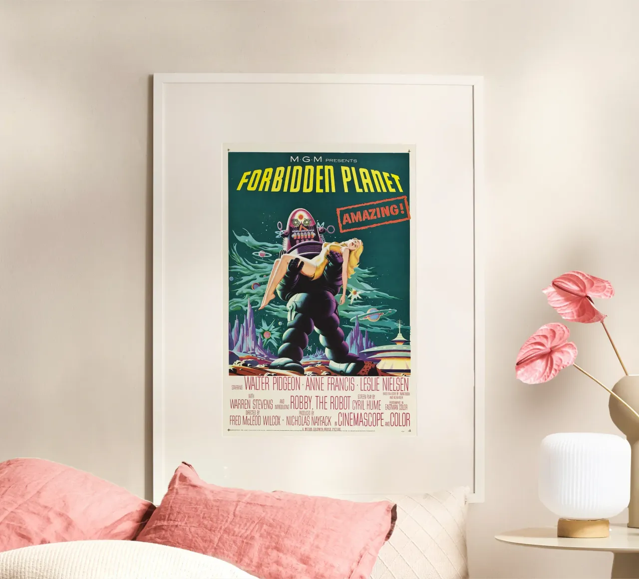 Vintage Filmposter - Forbidden Planet poster con telaio in alluminio da Old Masters