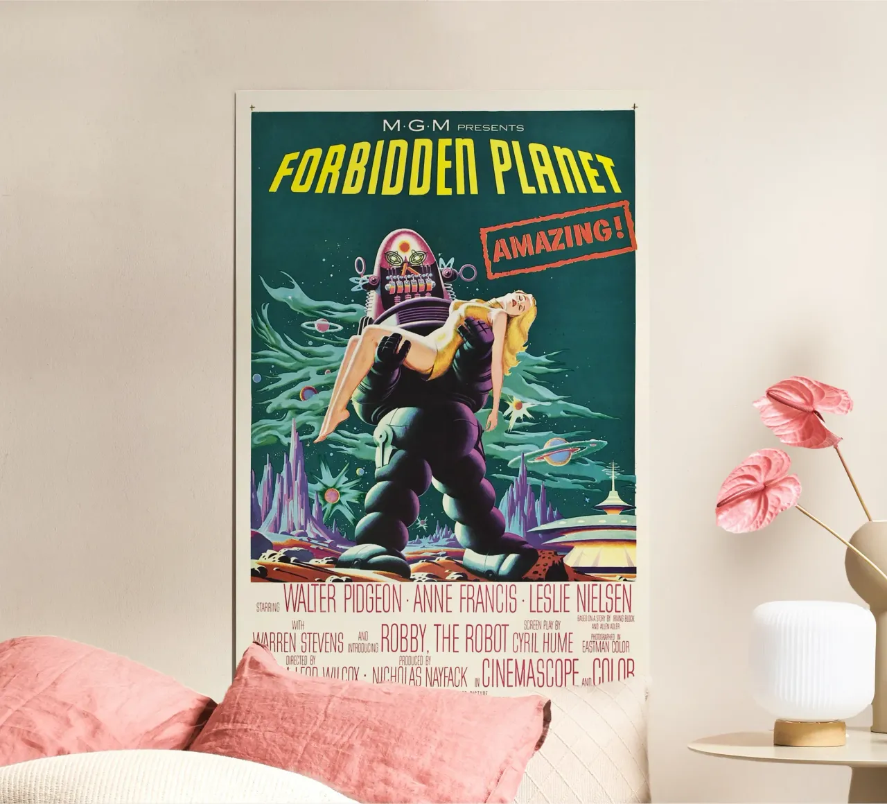 Vintage Filmposter - Forbidden Planet poster con telaio in alluminio da Old Masters