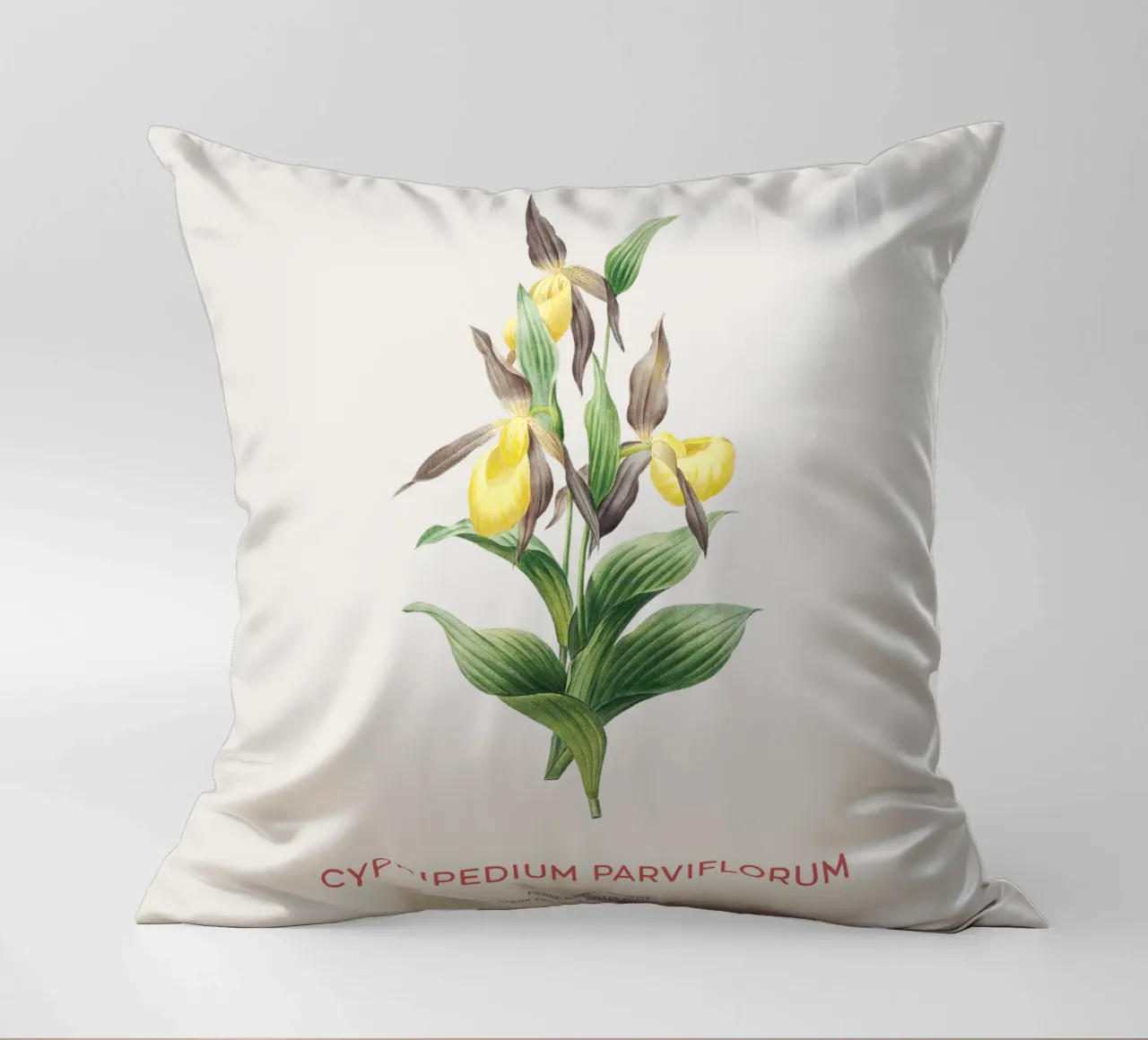 Scarpetta gialla o Cypripedium Parviflorum cuscino da Vintagrafica