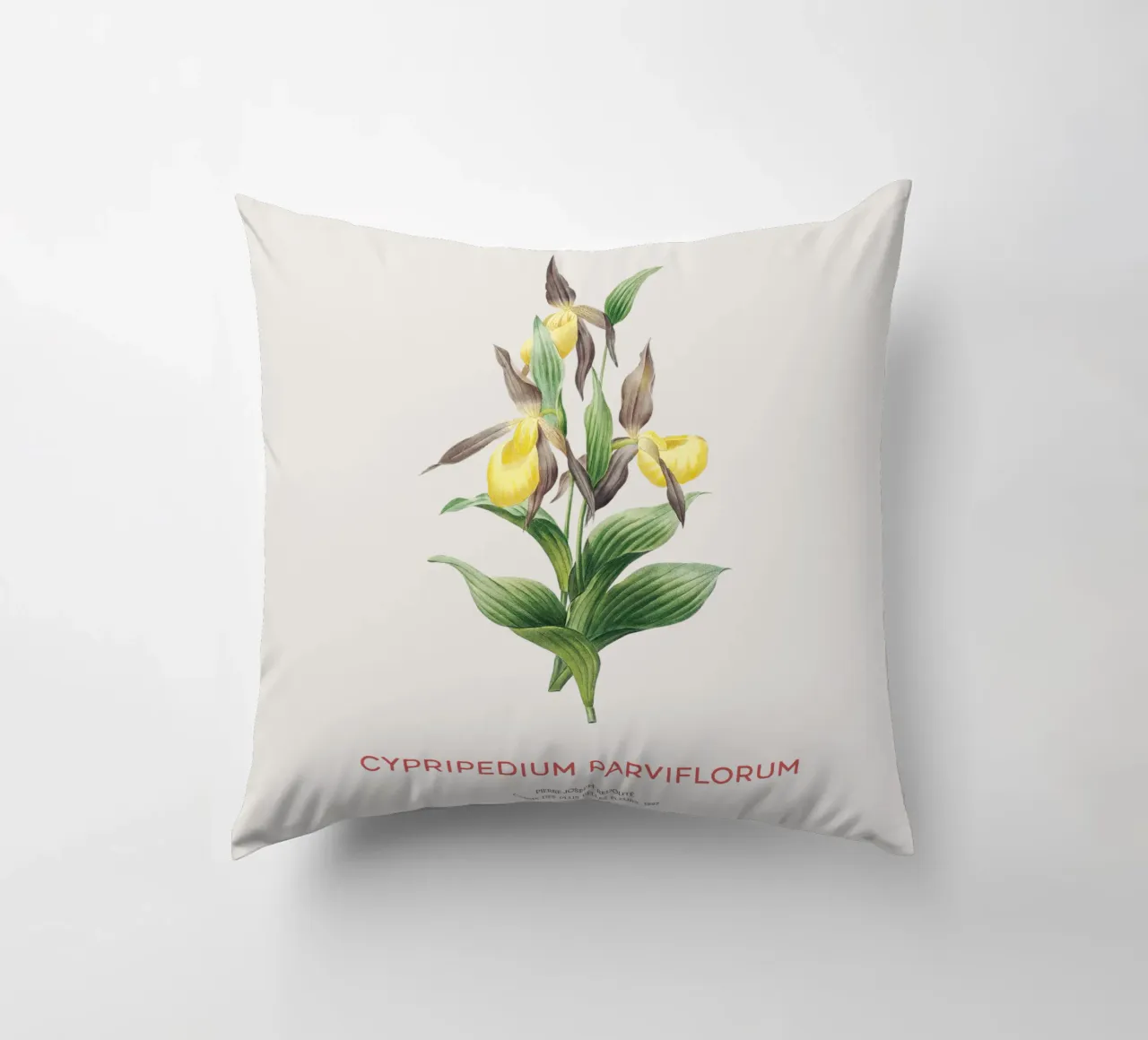 Scarpetta gialla o Cypripedium Parviflorum cuscino da Vintagrafica