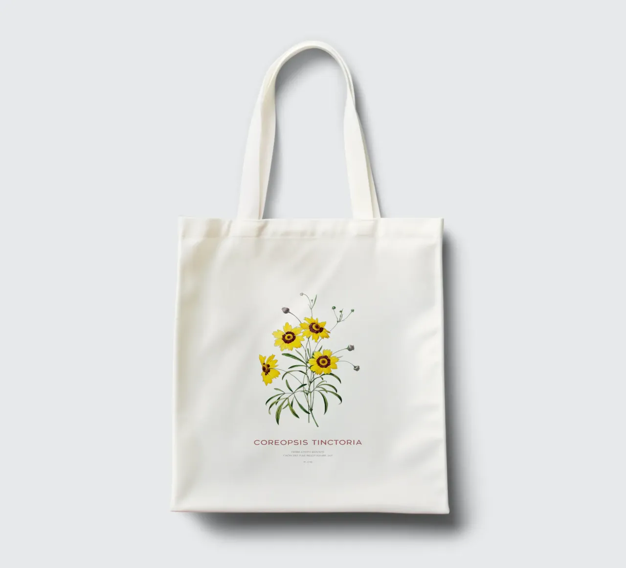 Plains coreopsis or Coreopsis Tinctoria tote bag by Vintagrafica