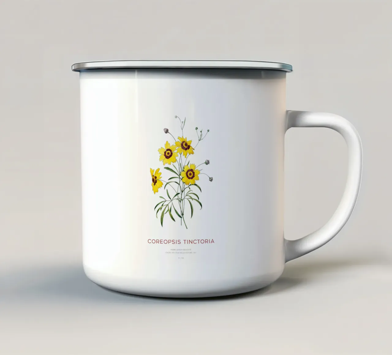 Coreopsis delle pianure o Coreopsis tinctoria tazza in smalto da Vintagrafica