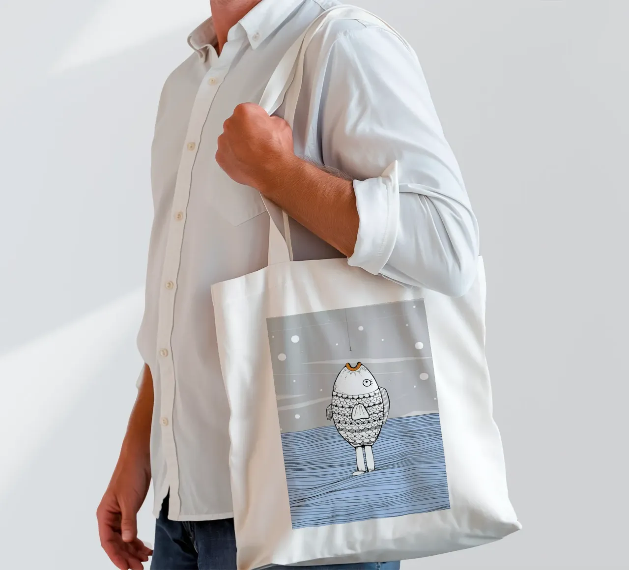 Catch The Fishman borsa in juta da Waltraud Rieken