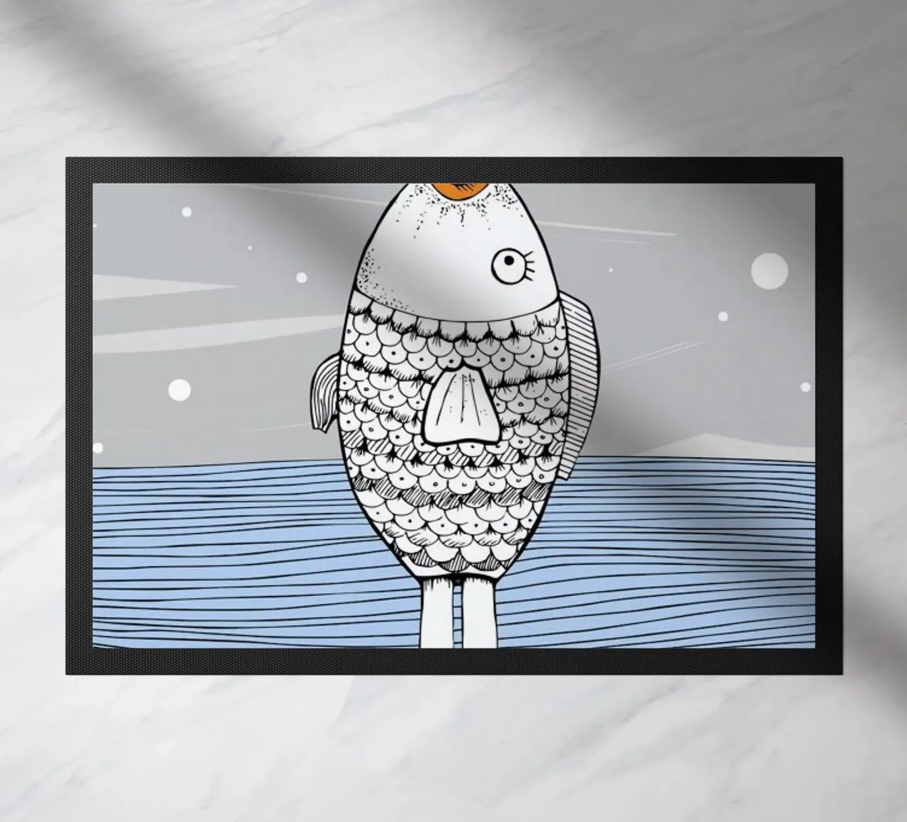 Catch The Fishman deurmat van Waltraud Rieken