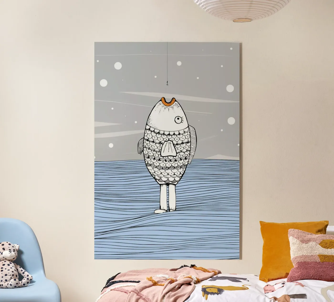 Catch The Fishman acryl van Waltraud Rieken