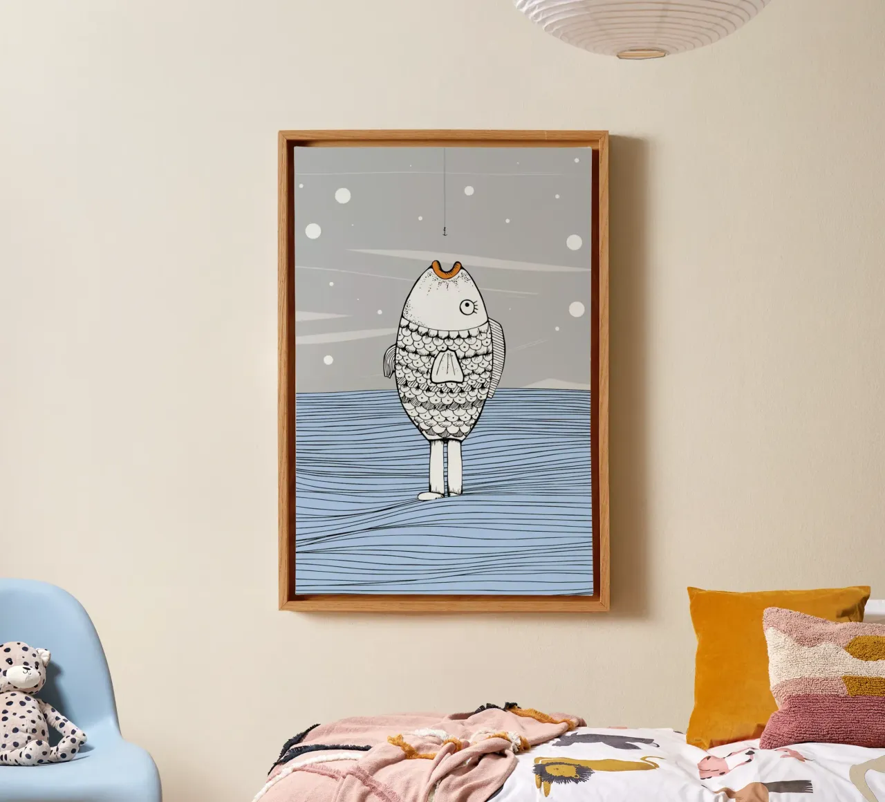 Catch The Fishman canvas met Baklijst van Waltraud Rieken