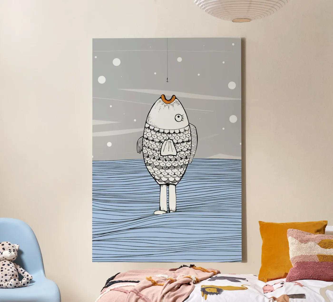 Catch The Fishman canvas van Waltraud Rieken