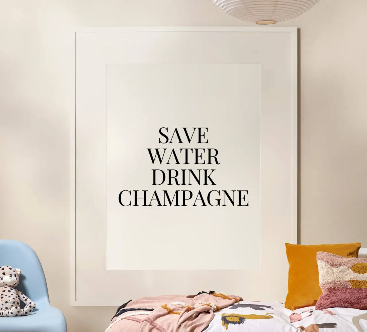 Risparmiare acqua bere champagne citazione carta hahnemühle da Paigaam Studio
