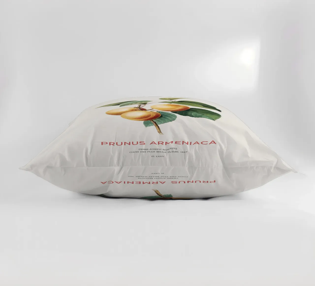 Apricot or Prunus Armeniaca tree branch decorative cushion by Vintagrafica
