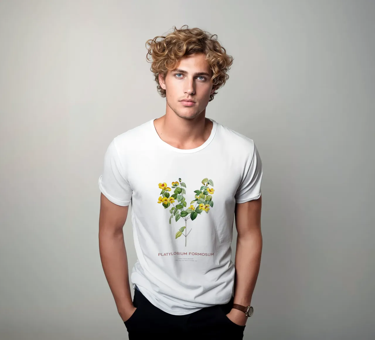 Hübsche flache Erbse oder Platylobium Formosum Pflanze T-Shirt von Vintagrafica