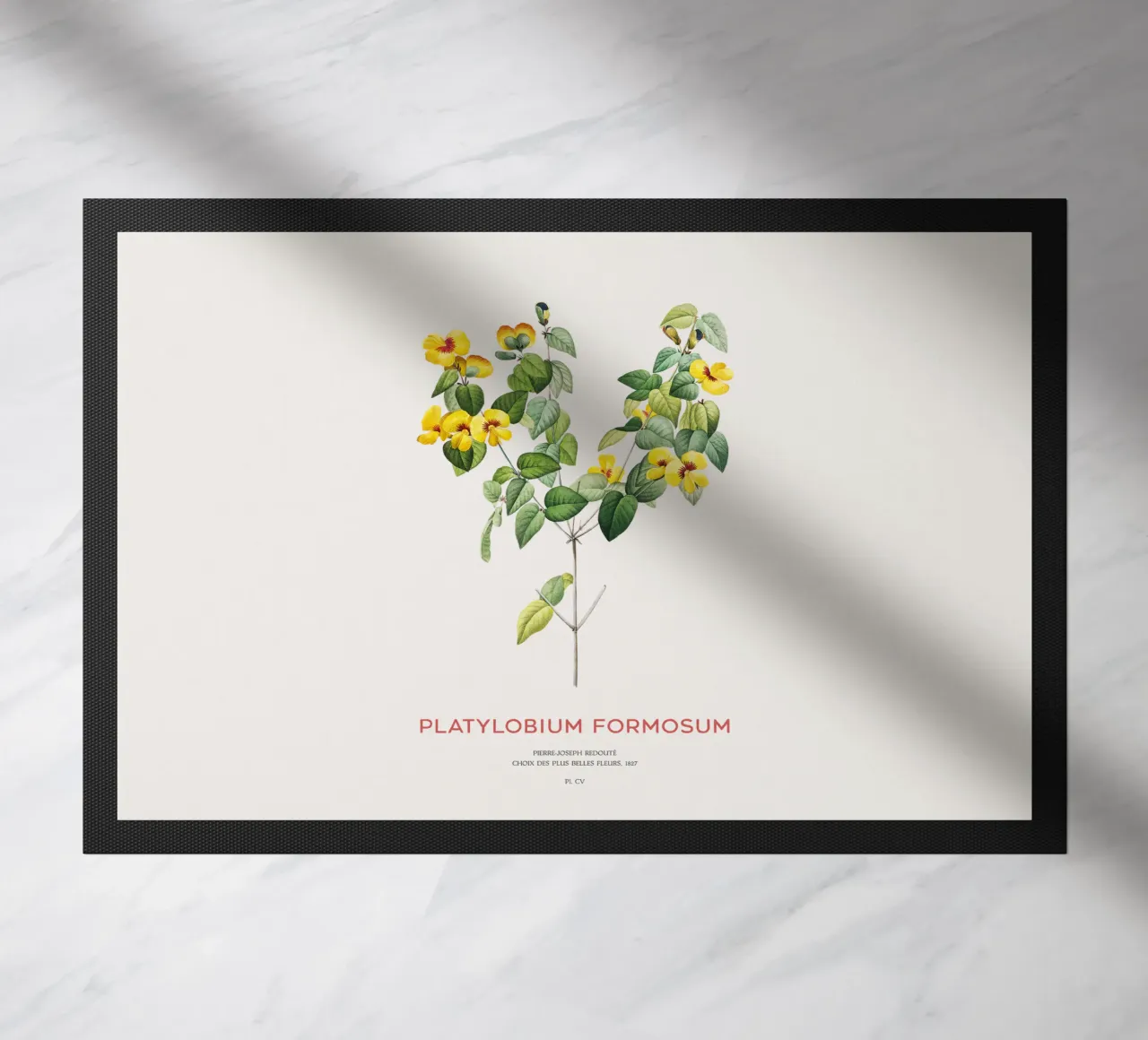 Hübsche flache Erbse oder Platylobium Formosum Pflanze Fußmatte von Vintagrafica
