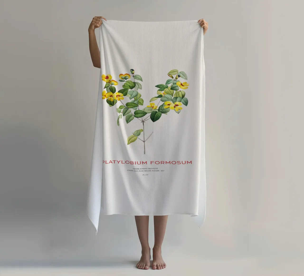 Hübsche flache Erbse oder Platylobium Formosum Pflanze Strandtuch von Vintagrafica