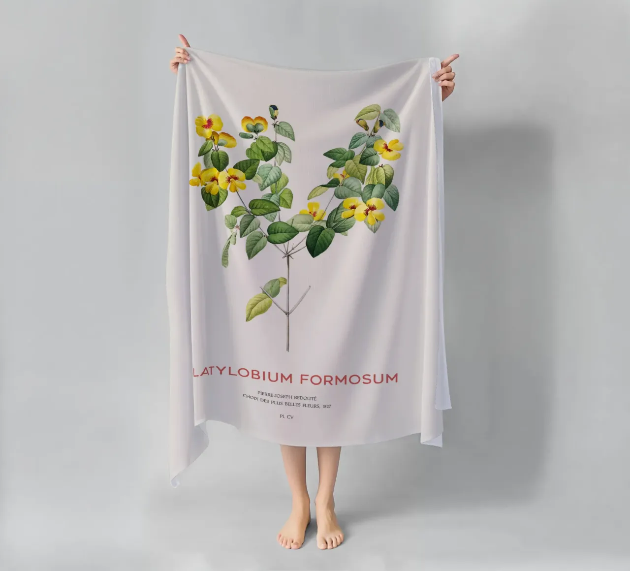 Hübsche flache Erbse oder Platylobium Formosum Pflanze Strandtuch von Vintagrafica
