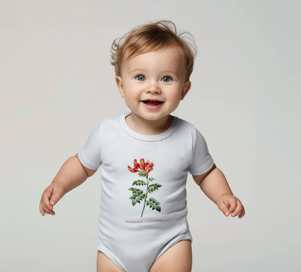 Bignonia Сapensis oder Kap-Geißblatt Kurzarm Babybody von Vintagrafica