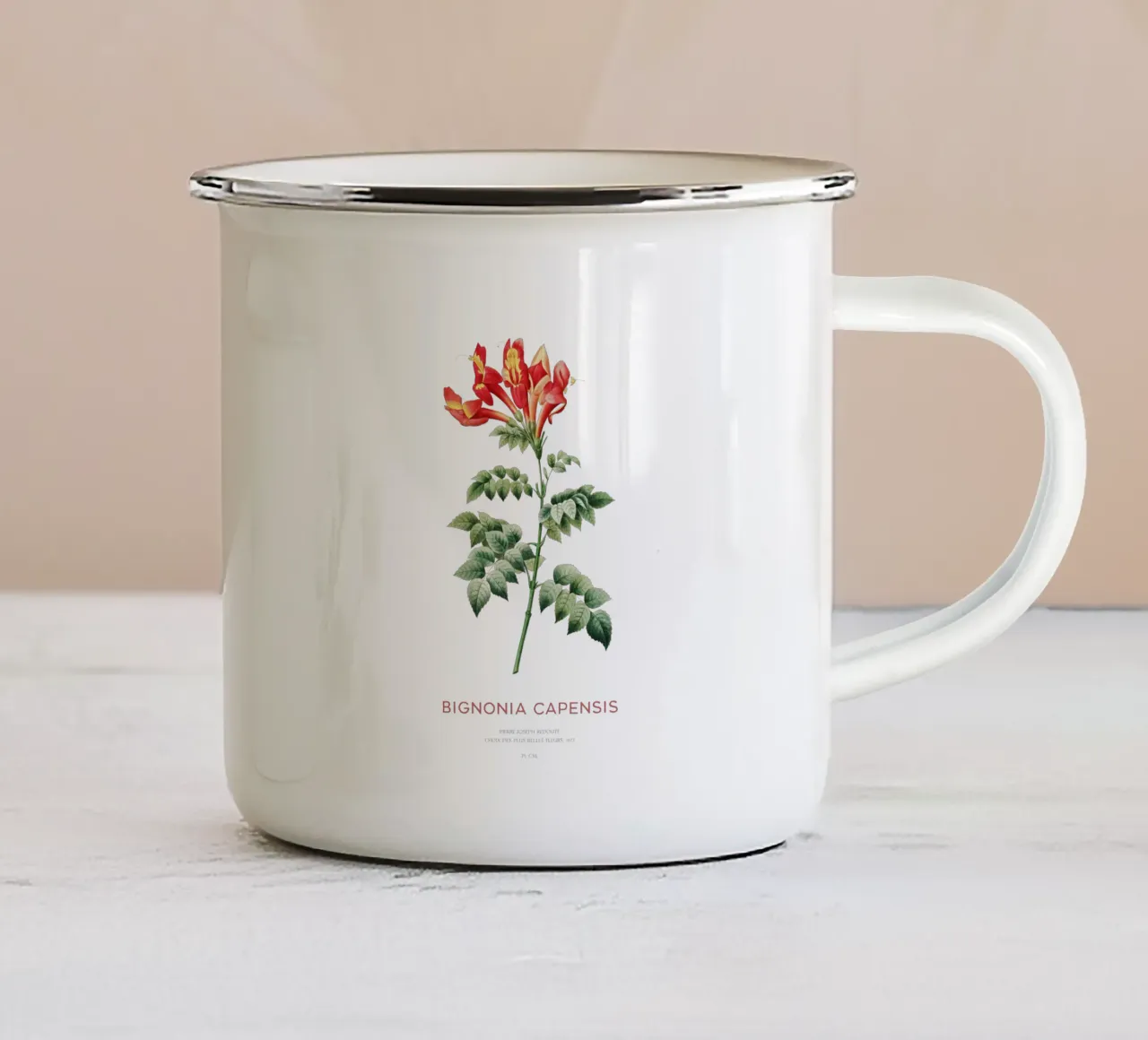 Bignonia Сapensis o fiore di caprifoglio del Capo tazza in smalto da Vintagrafica