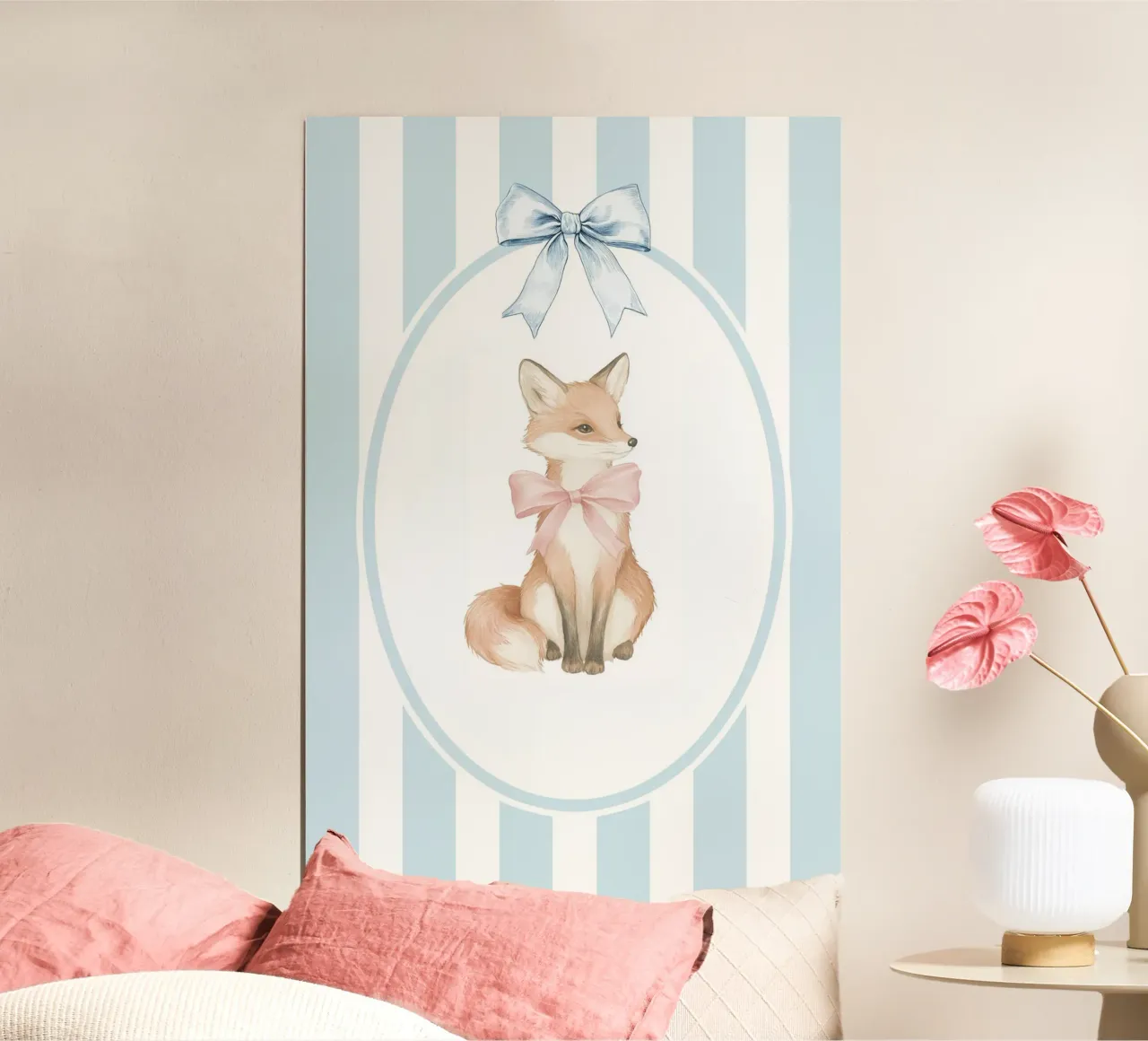 Illustrazione di volpe con strisce bianche e blu carta hahnemühle da Jungle Joy Art