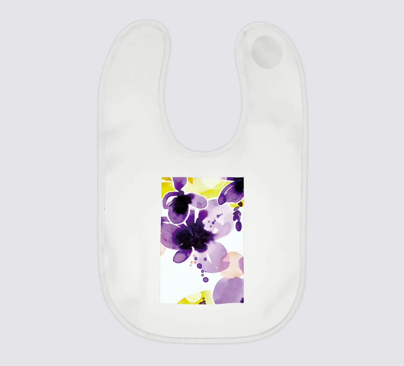 Violet Bloom baby bib by Ekaterina Koroleva