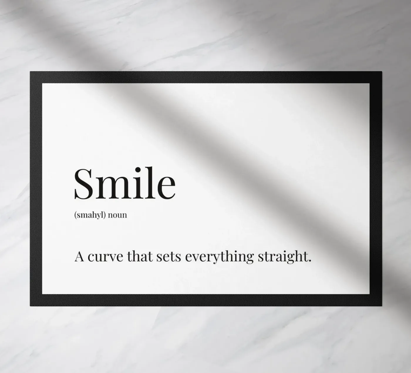 Smile definition doormat by Paigaam Studio