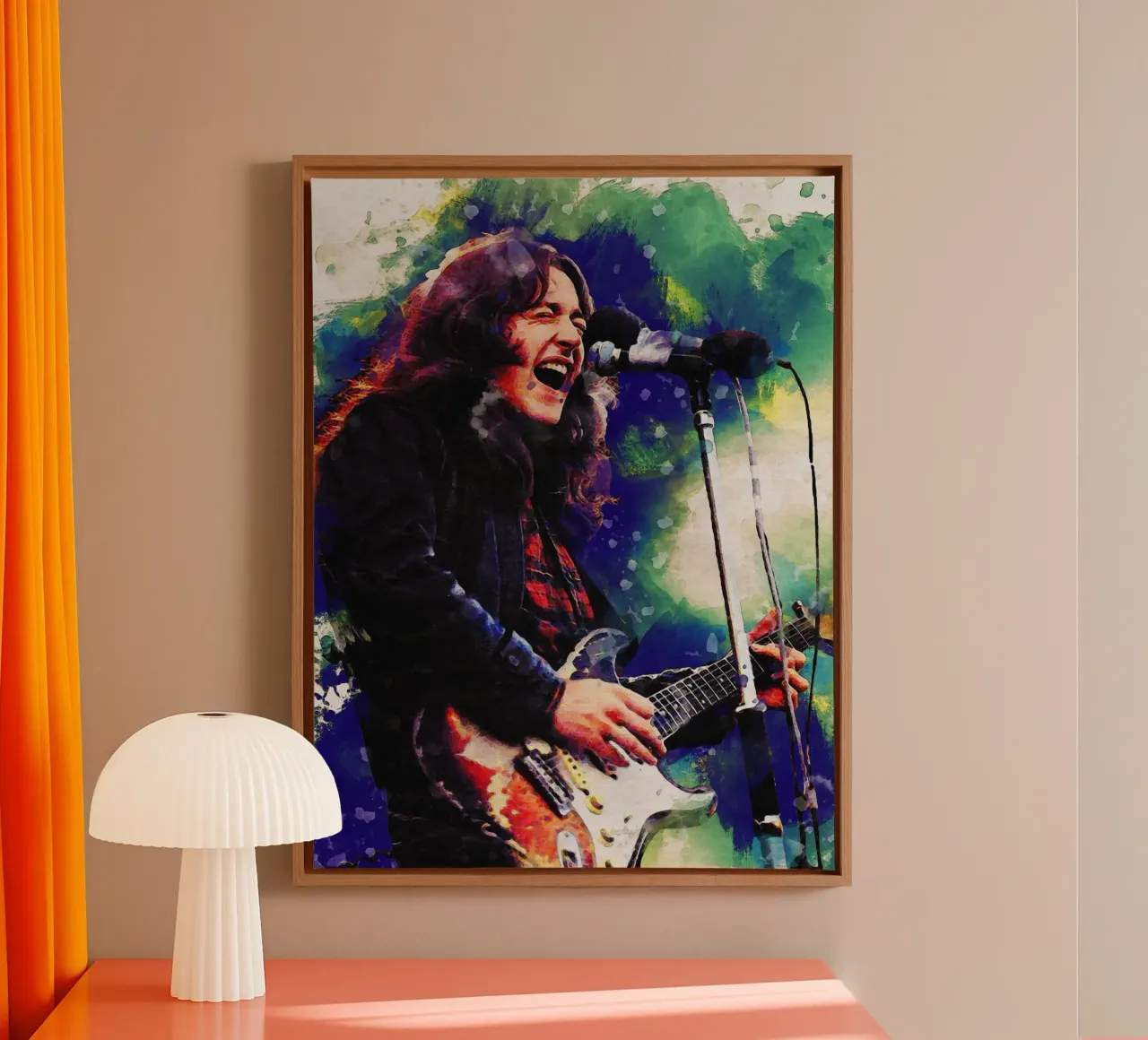 Smudge Of William Rory Gallagher canvas with Floater frame by Gunawan Rb
