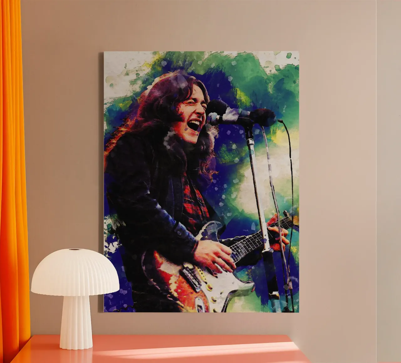 Smudge Of William Rory Gallagher canvas with Floater frame by Gunawan Rb