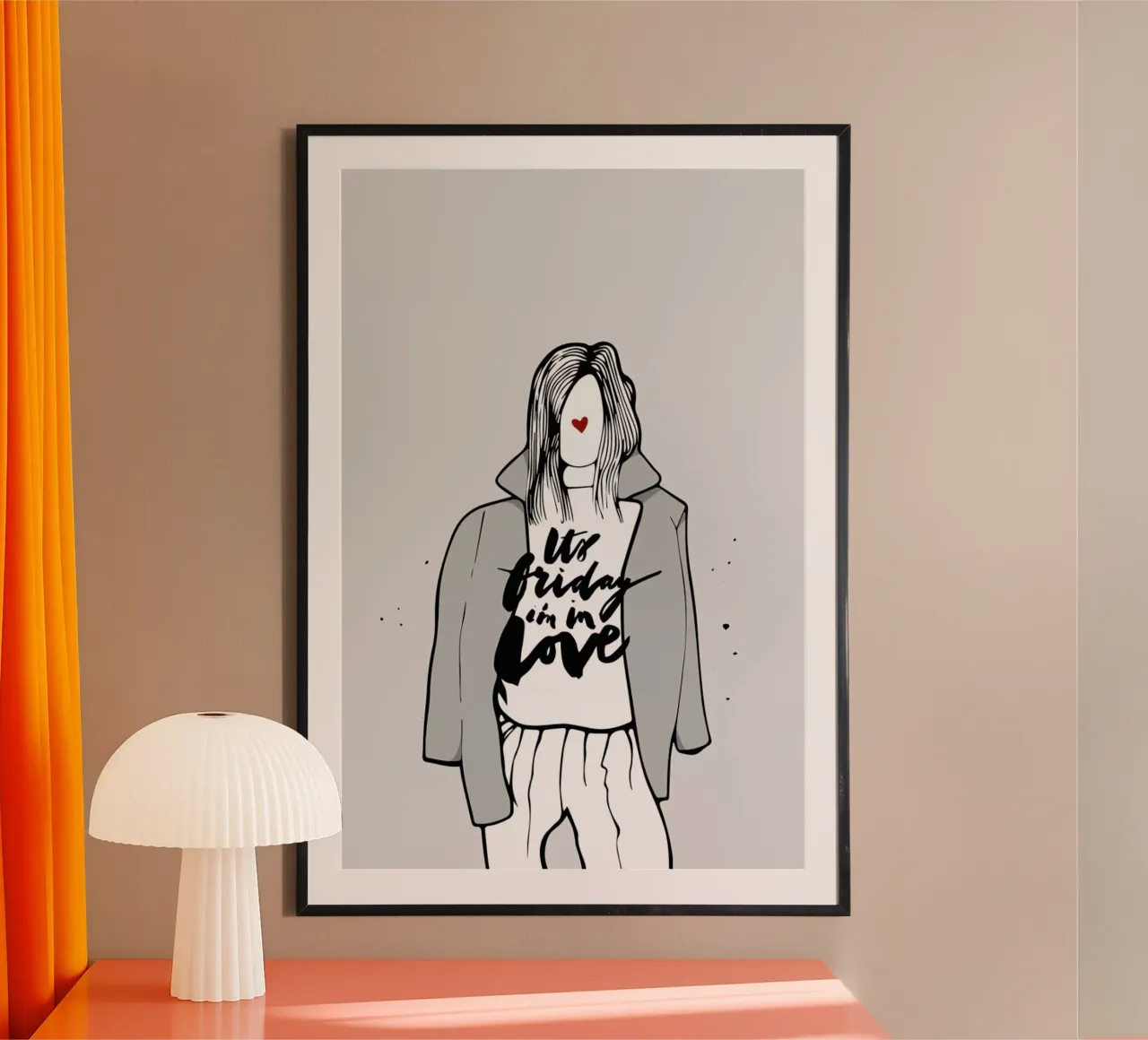She Loves Friday poster con telaio in legno da Waltraud Rieken