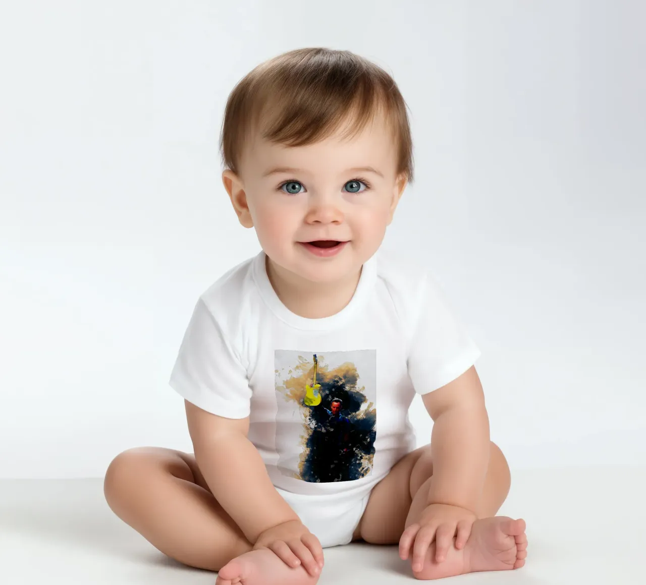 Smudge Bruce Springsteen short-sleeve baby romper by Gunawan Rb