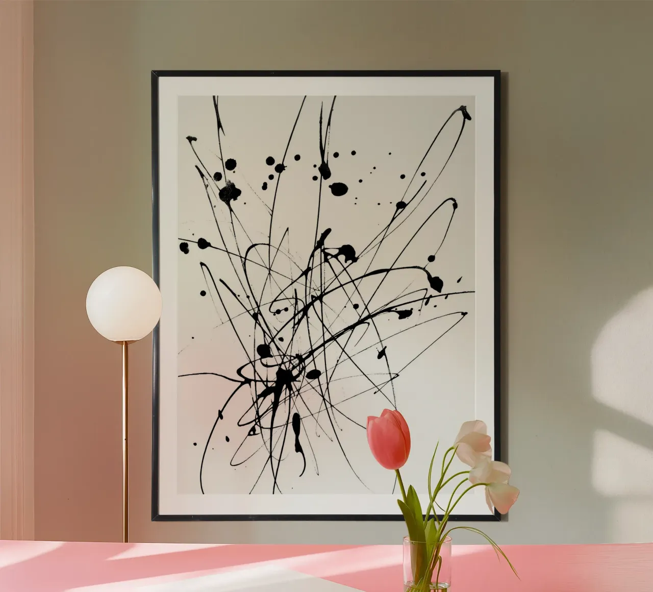 Explosive Kreativität – Abstrakte Linienkomposition Poster von Kunst und Kontrast