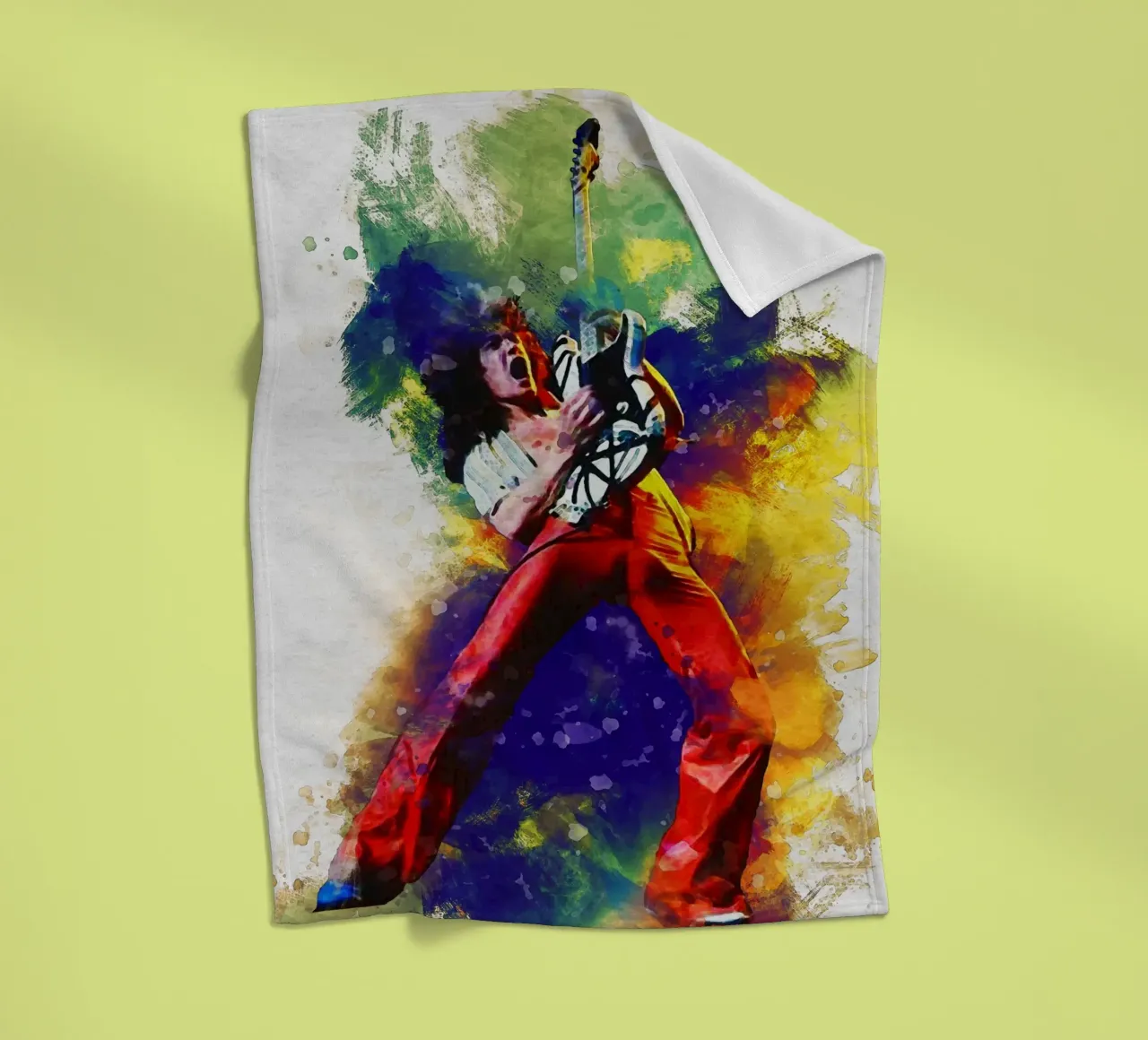 Smudge of Eddie Van Halen fleece blanket by Gunawan Rb