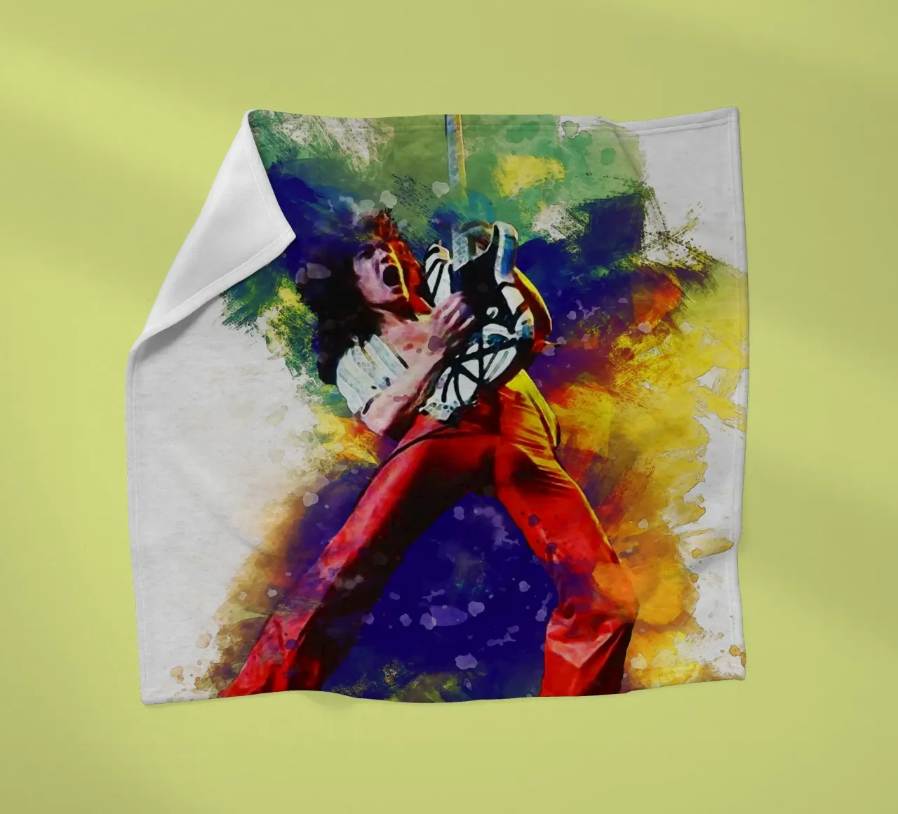 Smudge of Eddie Van Halen fleece blanket by Gunawan Rb