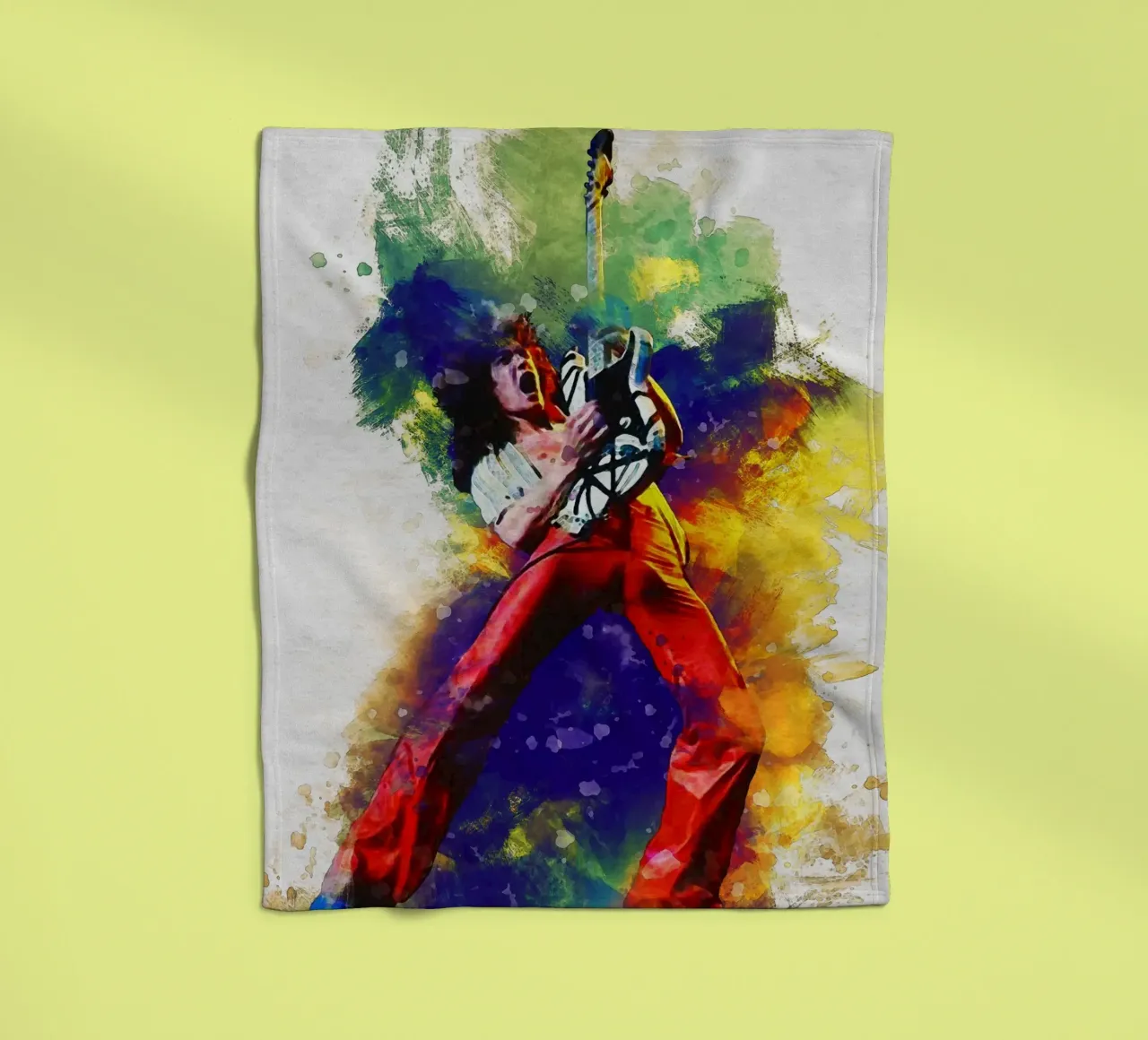 Smudge of Eddie Van Halen fleece blanket by Gunawan Rb