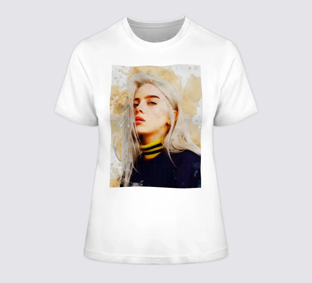 Smudge Portrait Billie Eilish women's fitted t-shirt by Gunawan Rb