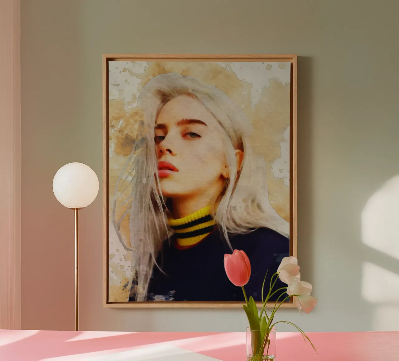 Smudge Ritratto Billie Eilish tela con Cornice a cassetta da Gunawan Rb