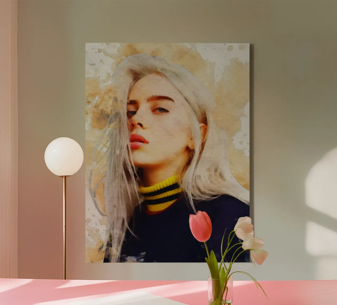 Smudge Ritratto Billie Eilish tela con Cornice a cassetta da Gunawan Rb