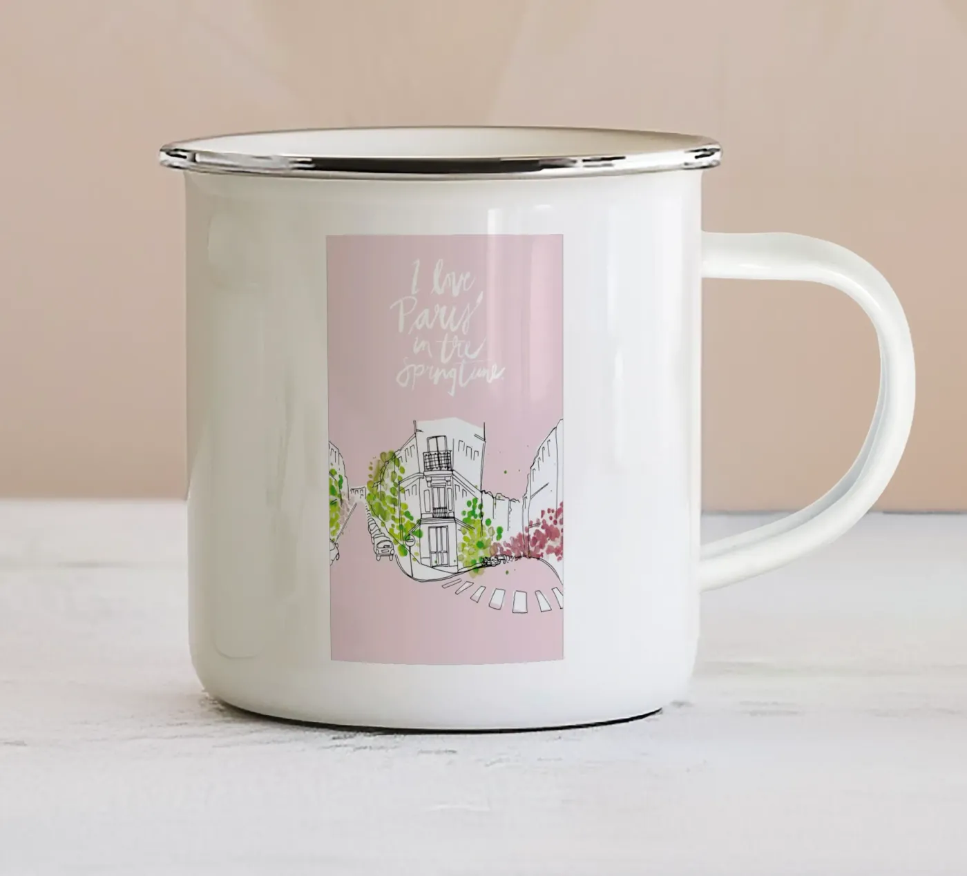 Spring Time enamel mug by Waltraud Rieken