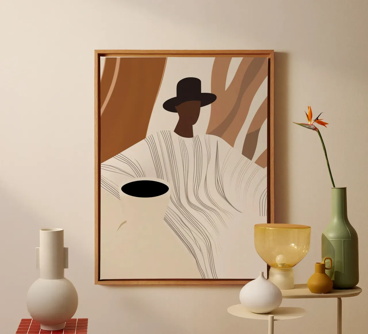 Caffè africano nero e design a strisce boho di tendenza tela con Cornice a cassetta da Autofocus