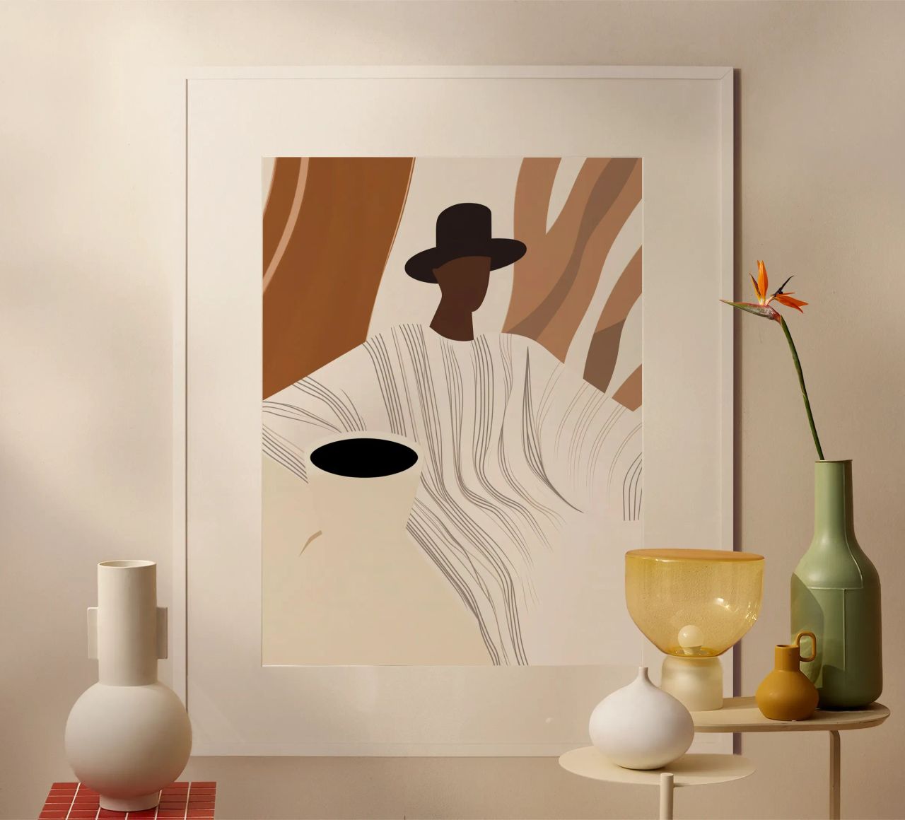 Kaffee Afrikanisch Schwarz | Trendiges Boho Streifen Design Poster von Autofocus