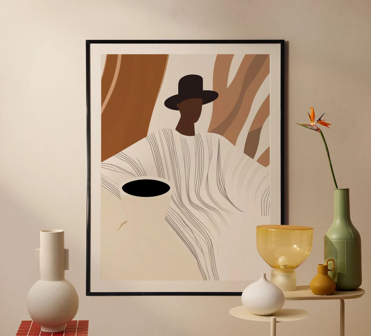 Kaffee Afrikanisch Schwarz | Trendiges Boho Streifen Design Poster von Autofocus