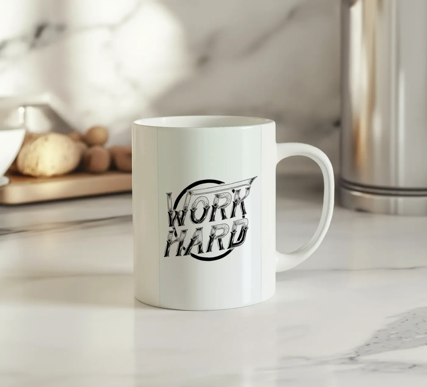 Work Hard ceramic mug by JONATTEND