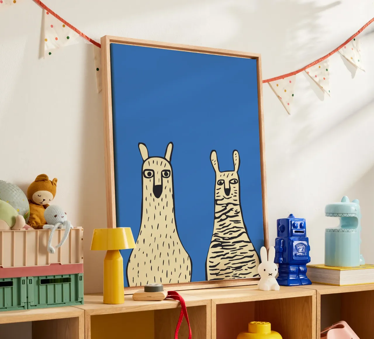 Blue Lamas tela con Cornice a cassetta da Hey Vincent