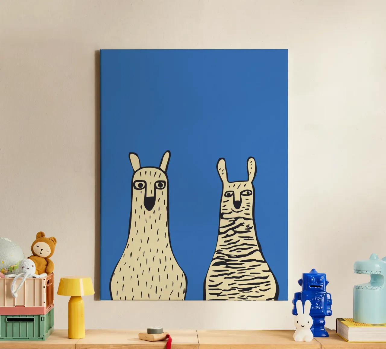 Blue Lamas tela con Cornice a cassetta da Hey Vincent