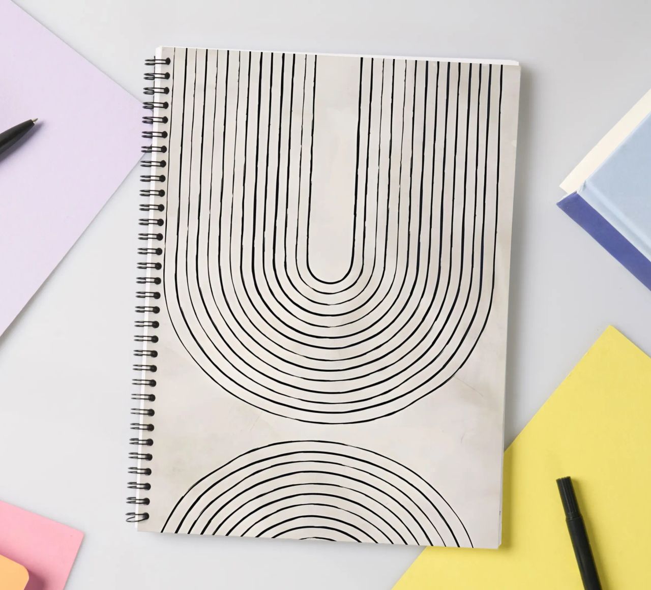 Infinite paths - abstract art of line management spiral notebook by Kunst und Kontrast