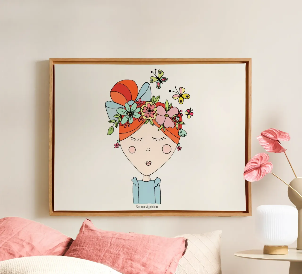Sommervögelchen canvas met Baklijst van littlereminder