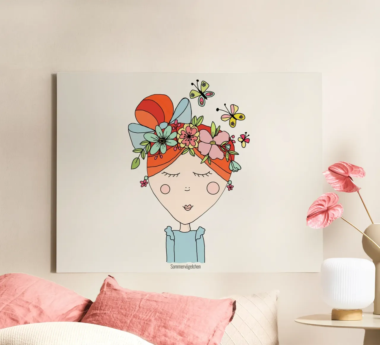 Sommervögelchen canvas met Baklijst van littlereminder