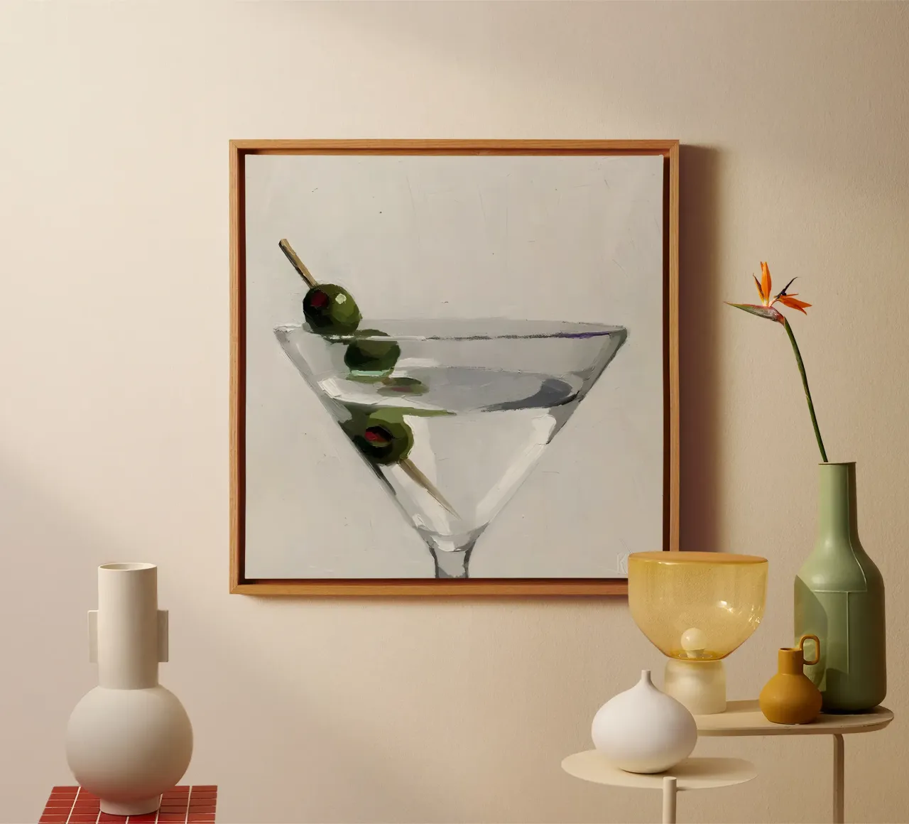 Timeless Martini - the essence of elegance canvas with Floater frame by Kunst und Kontrast