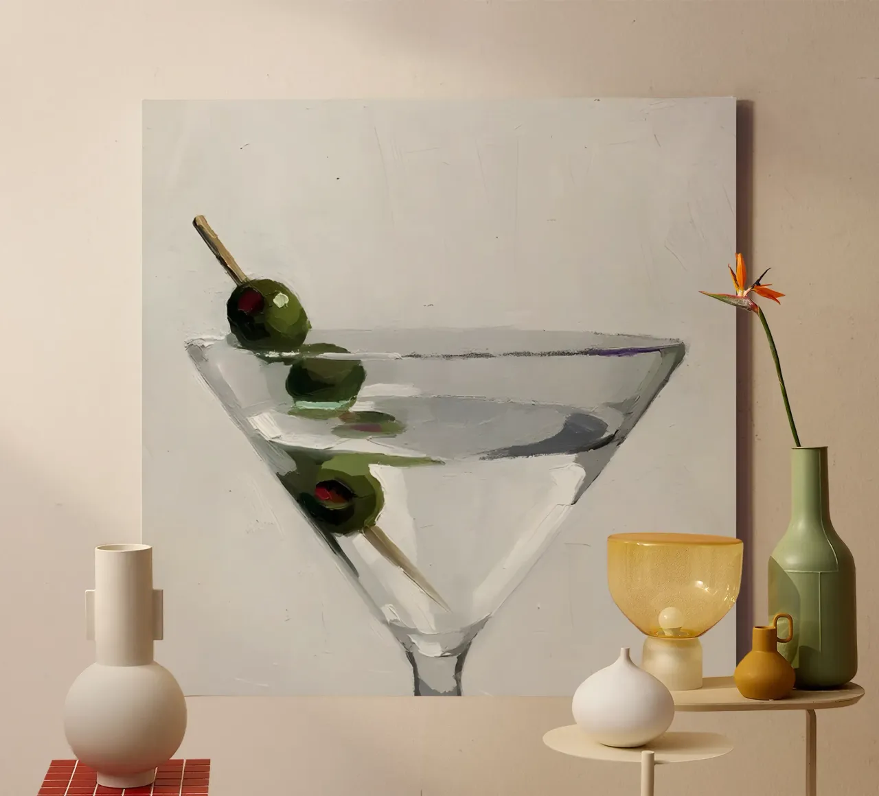 Timeless Martini - the essence of elegance canvas with Floater frame by Kunst und Kontrast