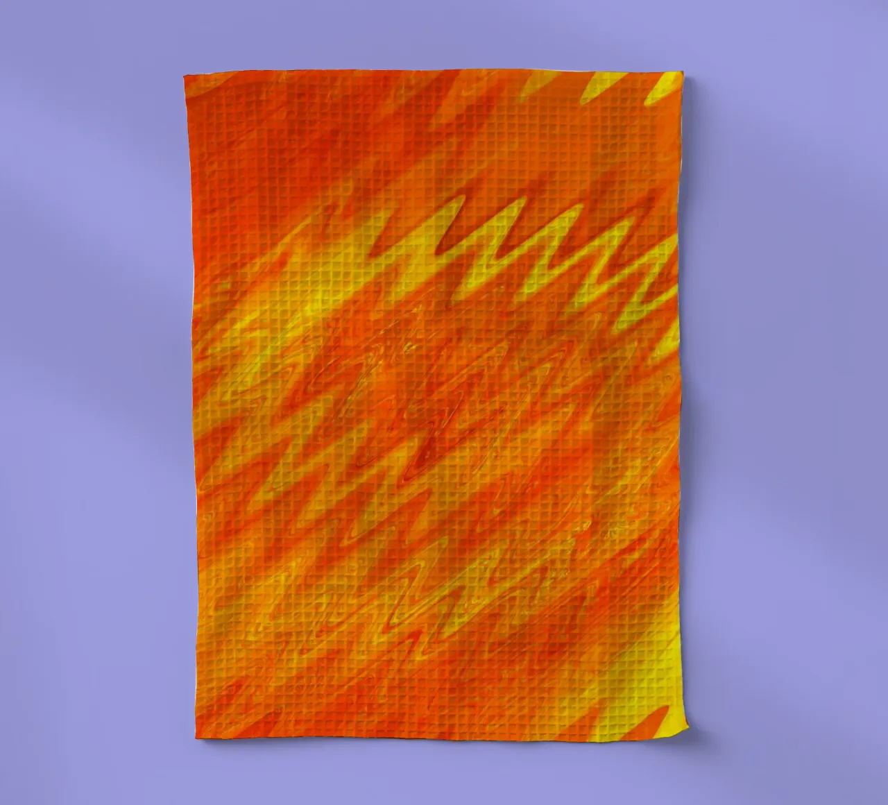 Motif abstrait en zigzag dans les couleurs orange et jaune torchon de Something for you