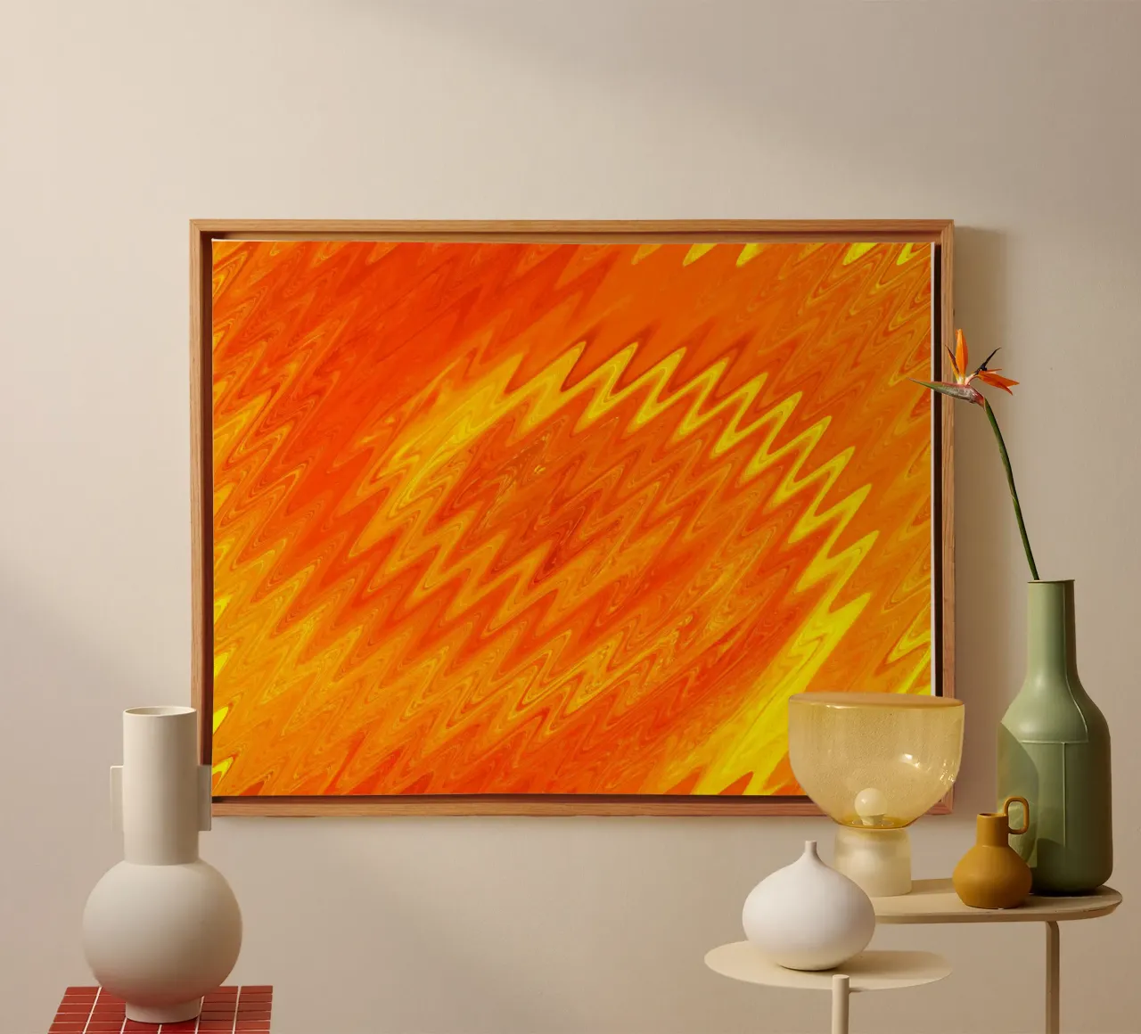 Abstract zigzag pattern in the colours orange and yellow canvas by Something for you