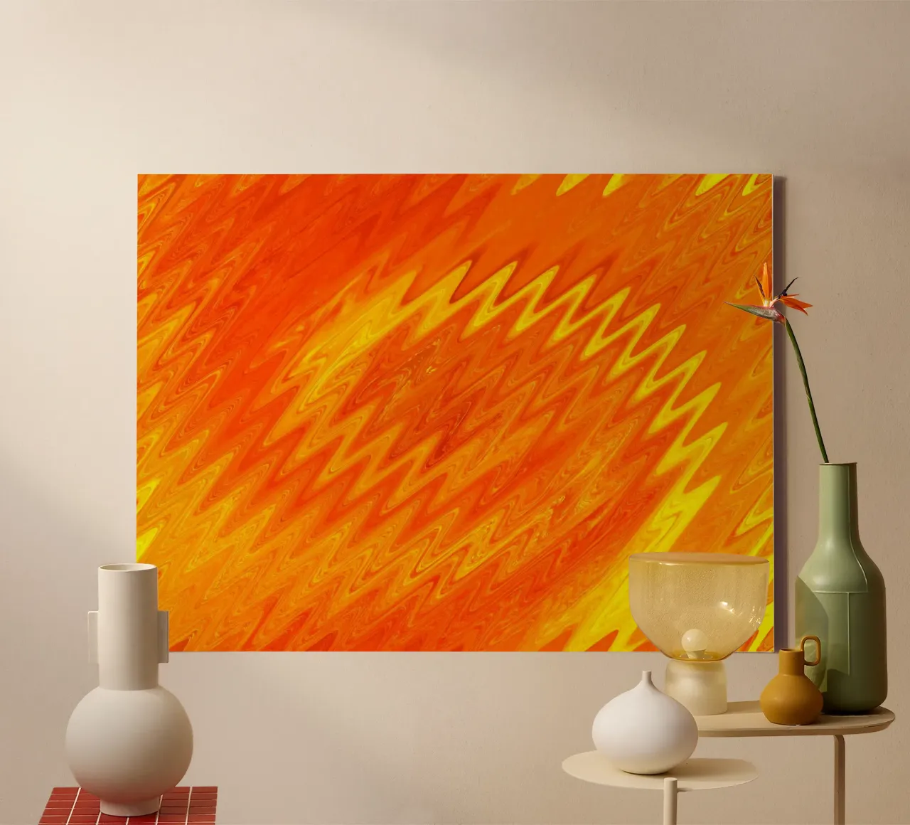 Abstract zigzag pattern in the colours orange and yellow canvas by Something for you