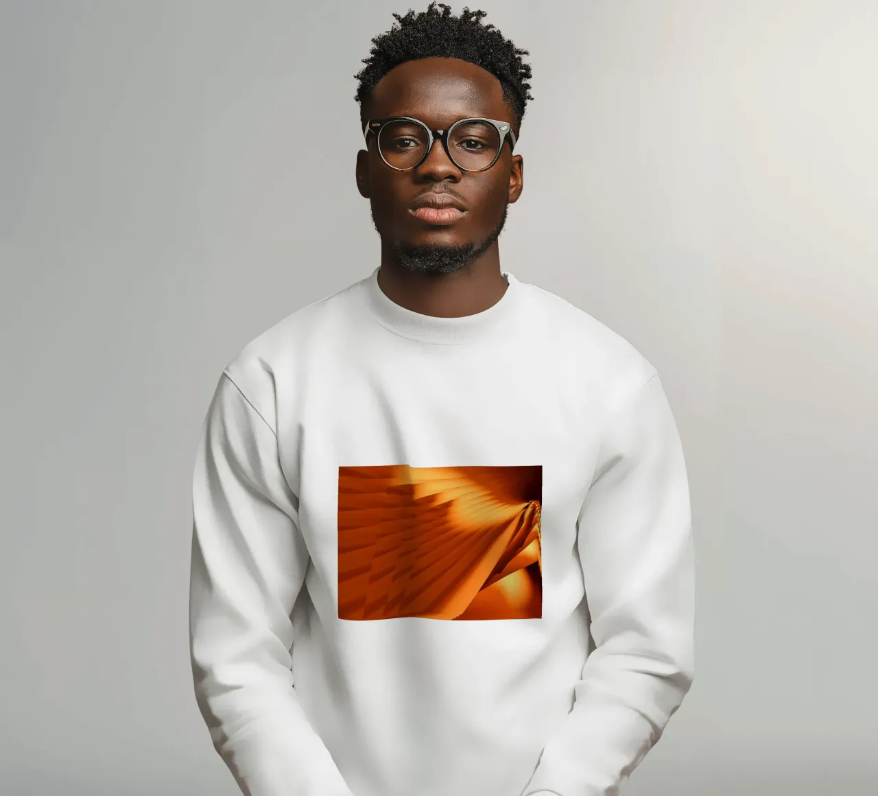 Abstract geometric pattern in orange sweatshirt by Something for you