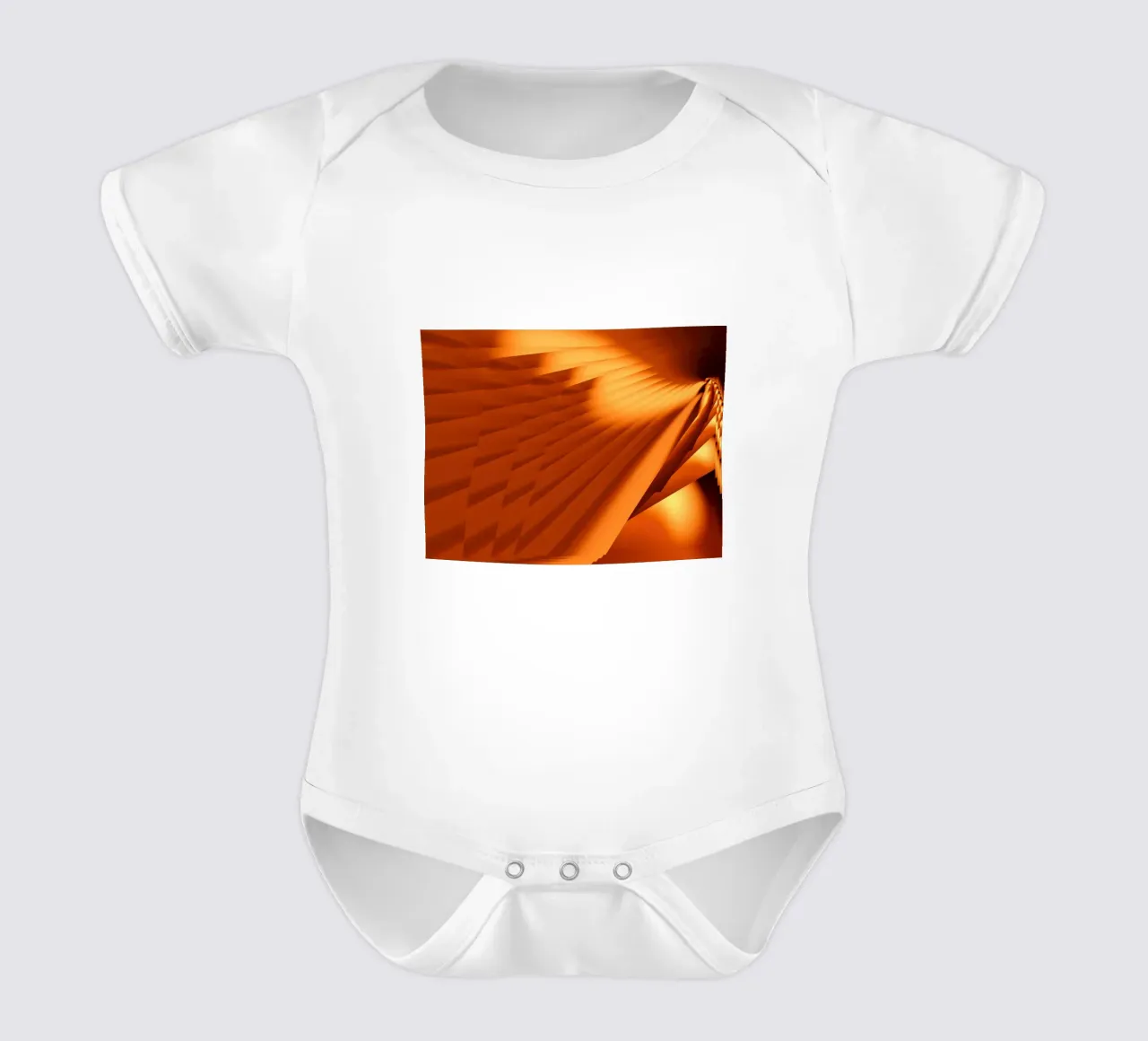 Abstract geometric pattern in orange short-sleeve baby romper by Something for you